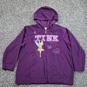 Disney Tinkerbell Woman's‎ 2xl Fleece Zip Up Jacket Long Sleeve Shirt Hoodie EUC